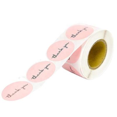 China Scratch Off Custom Label Die Cut Adhesive Round Pink Paper Thank You Sticker For Your Purchase for sale