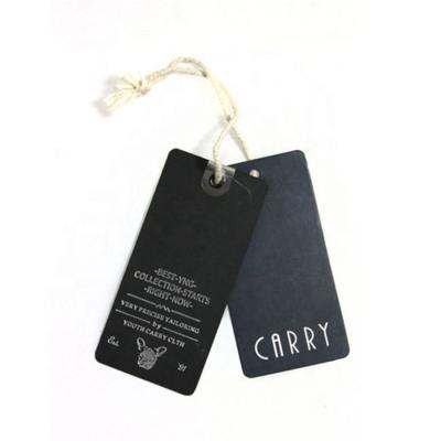 China Private Label Sustainable Recycled Free Printed Garment Label Black Paper Hanger Tag For Clothing for sale