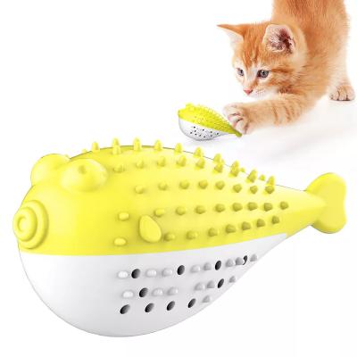 China Viable Stripper Fish Train Cat Teaser Bell Sound Toy with Catnip Cat Chew Toys Teeth Cleaning for sale