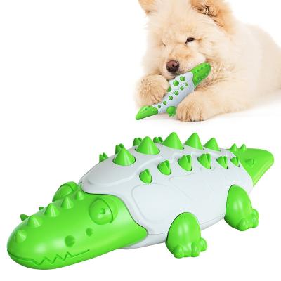 China Amazon Automatic Natural Rubber Dog Toothbrush Crocodile Indestructible Chew Toy for sale