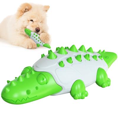 China Hot Sale Automatic Leakage Food Pet Toy Crocodile Teeth Clean Dog Chew Toy for sale