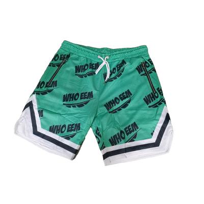 China Anti-wrinkle custom make men shorts mesh polyester material lining all over print shorts for sale