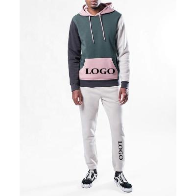 China Custom Breathable Color Contrast Hoodie Men's Slim Pullover Hoodie Sport 2 Piece Set for sale