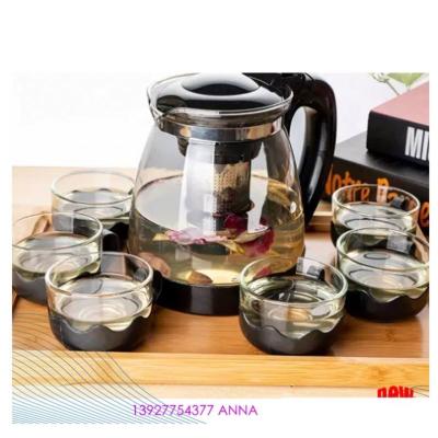 China Viable Glass Teapot With Clear Handmade Glass Tea Set Heat Resistant Glass Teapot Infuser Glass Tea Set for sale