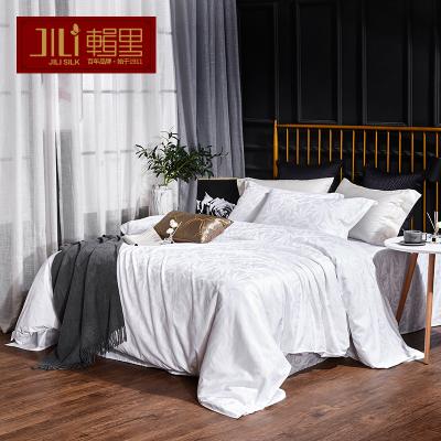 China JILI Breathable SILK Large Cotton Jacquard White High Density 100% Queen Size Quilt Comforter Cover Set For Home for sale