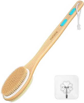 China All Natural Private Label Custom Logo Bath Scrub Wooden Natural Double Sided Bath Brush Boar Bristle Dry Brush With Handle for sale