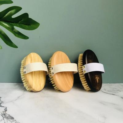 China Biodegradable dry brush for cellulite wood handle and boar bristle bath brush for skin body smooth brush can custom logo and packing for sale