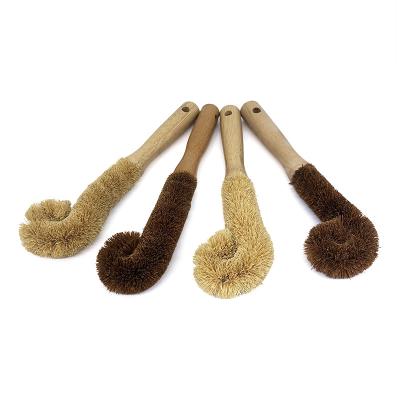 China Viable Promotional High Quality Practical Handle Shredded Bottle Brush Beech Coconut Opp Bag Cleaning Brush Cup Long for sale