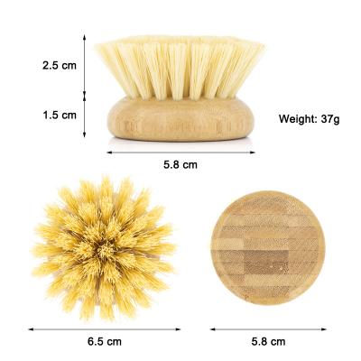 China Sustainable Factory Custom Design Kitchen Household Sisal Dishwashing Brush Bamboo Pot Cleaning Brush for sale