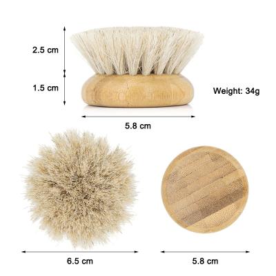 China Viable Wholesale 2022 Restaurant Pot Brush Household Bamboo Handle Horsehair Material Round Dish Brush for sale