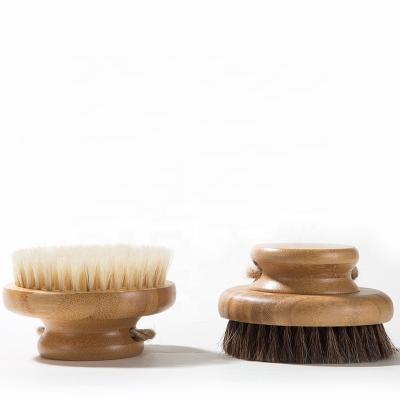 China Private Label Natural Vegan Long Handle Dry Bamboo Round Body Brush With Boar Bristle for sale