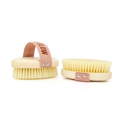 China New Style Bamboo Dry Brush All Natural High Quality Custom Logo Bath Or Wood Body Brush With Vegan Bristle for sale