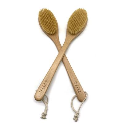 China EXFOLIATING Long Handle Shower Brush with Stiff Bristle Wooden Bath Brush for Exfoliating Skin and Body Brush Soft Scrub for sale