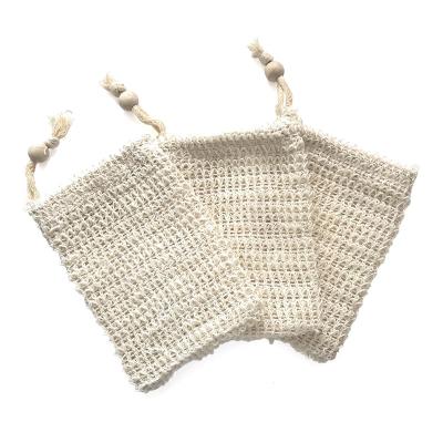 China Factory direct sales high quality natural sisal soap bag with drawstring for sale