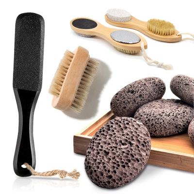 China Ec0-friendly Design New Design High Quality Easy To Remove Dead Skin Long Handle Lava Pumice Stone Brush For Feet for sale