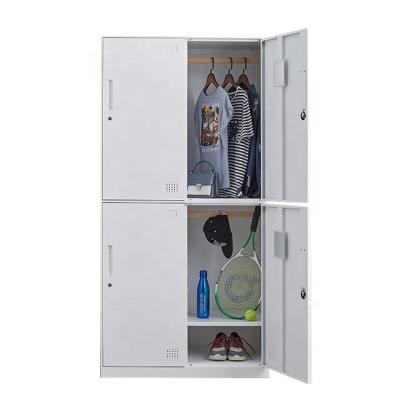 China Customized CKD Bedroom Furniture Metal Locker 4 Door Steel Wardrobe With Shelf for sale