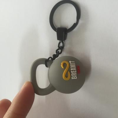 China Custom 3D Gift Shape PVC Rubber Soft Kettlebell Key Chain for sale