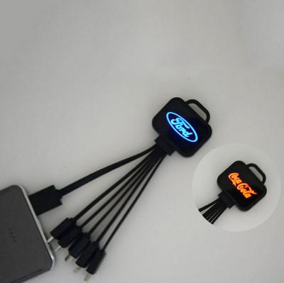 China Mobile Phone Promotional Products Custom Logo LED Lighting All In One USB Charging Data Cable for sale