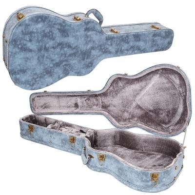 China Haze Blue Leather Classic Guitar Fashionable Luxury Case Instrument Case Acoustic Guitar Box for sale