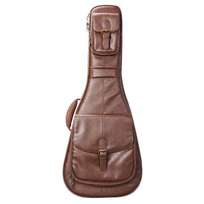 China Backpack Padded Guitar Bag Vintage Style Guitar Yole Bag PU Leather With Front Pocket for sale