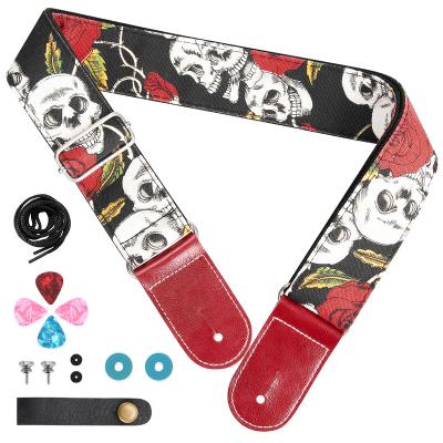 China Popular Embroidered Guitar Strap+4 Picks+Strap Locks+Strap Button Rock Style Christmas Gift For Artist for sale