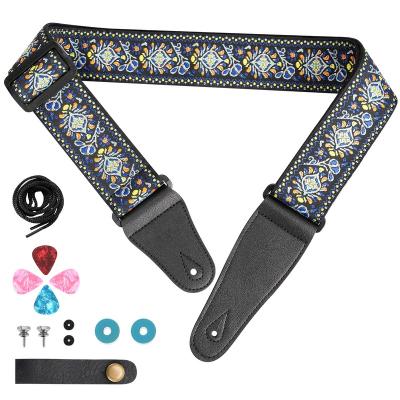 China Popular Adjustable Guitar Strap+Strap Locks And Buttons+Pick For Sale Musical Instrument Accessories for sale