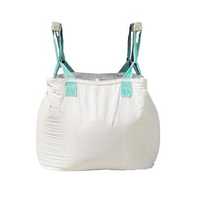 China 4 Loops White Bulk Grain Bags , Flat Bottom Full Open Top One Ton Tote Bags for sale