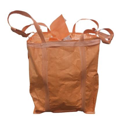 China Industrial Use Orange 1 Ton Bulk Bag Flat Bottom With Spout / Side Discharge Design for sale