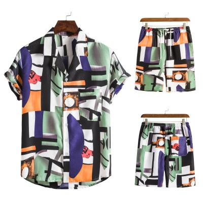 China 2022 Summer Mens Sets Breathable Casual Tracksuit Men Loose Hawaiian Beach Shirt Shorts Two Pieces Set Fashion Mens Sports Printed Clothing for sale