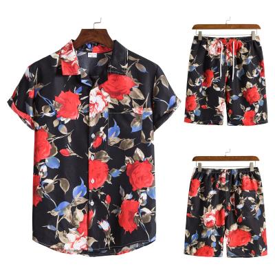 China Men's Breathable Clothing Set Floral Print Two Piece Set Summer 2021 Beach Casual Shirt And Shorts Set Hawaiian Shirt Vacation Clothes for sale