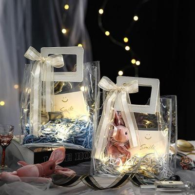 China Wholesale Ins Style Gift Bag Candy Packaging Bag Wedding Partner Gift Box PVC Moisture-Proof Transparent Gift Bag Handbag for sale