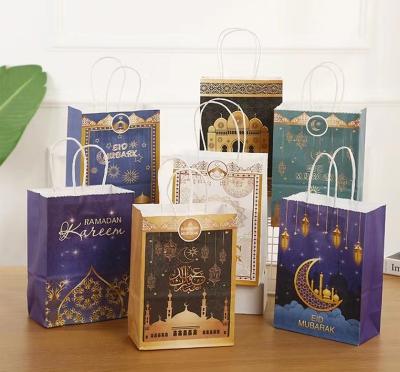 China Wholesale Recyclable Decoration Moon Star Printing Eco Friendly Eid Shopping Bag Muslim Gift Wrapping Bags Ramadan Mubarak Gift Bags for sale