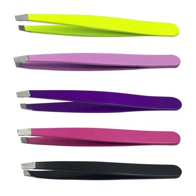 China Popular Wholesale Custom Logo Slant Eyebrow Tweezers for sale