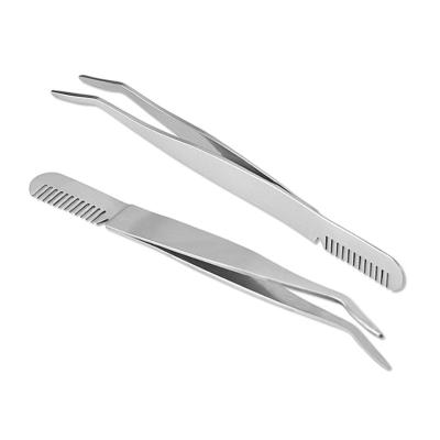 China Eyebrow Stainless Steel Eyelash Tweezers with Comb, Eyelash Applicator for sale