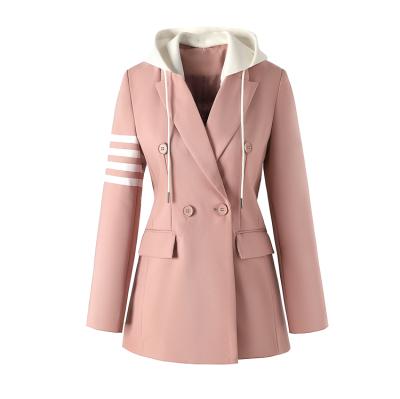 China Anti-wrinkle Customed Pink Color Lady Office Suit Solid Slim Fit Blazer Jacket For Woman for sale