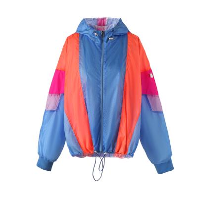 China Anti-wrinkle Customed Good Quality Contrast Color Sports Loose Hoodie Zipper Jacket For Woman for sale