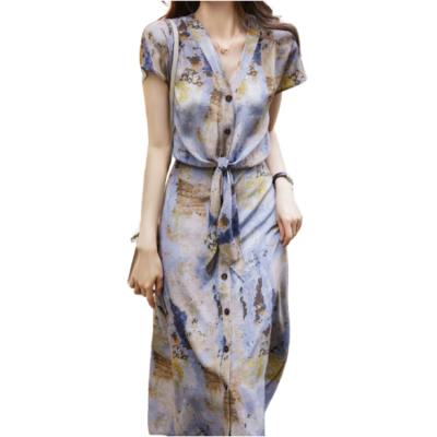 China Anti-Wrinkle Customized OEM Fashion Ladies Dresses Long Western Trend Silk Dress For Feminine Women for sale