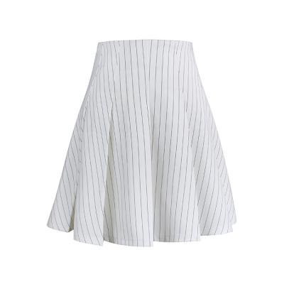 China Sustainable Wholesale Solid White Stripe Pleated Ladies Mini Skirts Women Short Skirt for sale