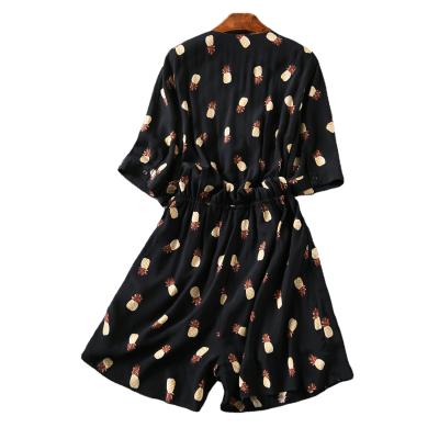 China Top Selling Anti-pilling Guaranteed Quality Loose Printed Short Sleeve Womens Overalls for sale