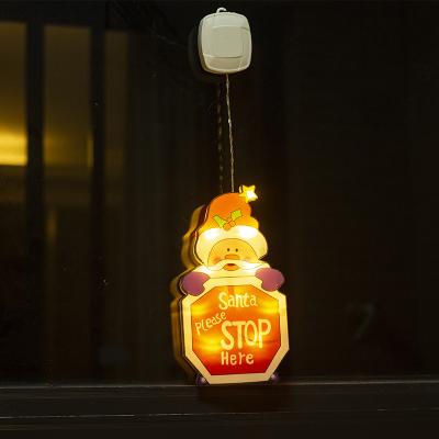 China PVC Border Sales of LED Christmas Lights Santa Claus Snowman Elk Sleigh Shaped Window Suction Cup Lights Holiday Decorations for sale