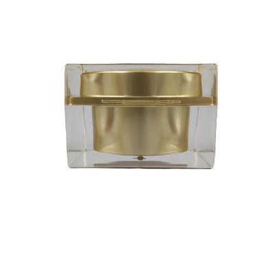 China Silver and Gold 15g 30g 50g Aluminum Square Luxury Cosmetic Skin Care Cream Acrylic Cream Jar for sale