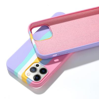 China Wholesale New Product Phone Case 2022 Fashion Rainbow Shockproof Phone Case Silicone Waterproof Cheap For Iphone 12 Case for sale