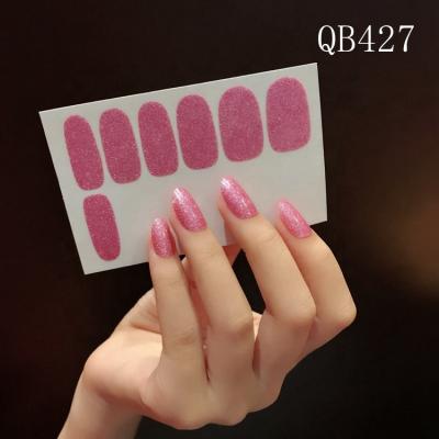 China Easy Apply Glitter Solid Color Nail Polish Film Nail Stickers DIY Nail Stickers Glitter for sale