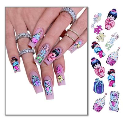 China Easy Apply Nail Art Stickers Realistic Cartoon Geisha Phototherapy Lamp DIY Stickers for sale