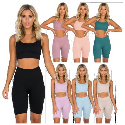 China Breathable AIXI Running Sports Two Piece Bra And Shorts Seamless Yoga Suit Yoga Set for sale