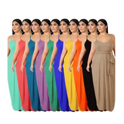 China AIXI Anti-Static Stretching 2021 Plus Size Solid Women Clothing Loose Belted Long Ladies Dresses for sale