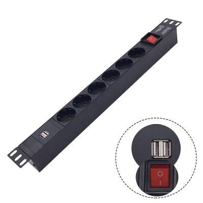 China Low Voltage Power Distribution System 6ways Rack Mount PDU Socket With USB Power Distribution Unit for sale