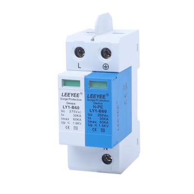 China Equipment Surge Protector SPD 275V/255v 60ka 2P/1+1NPE Voltage Low Voltage Electrical Surge Protector for sale