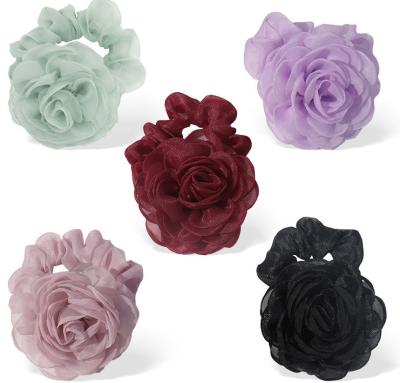 China Bloemenhaar Scrunchies met verschillende kleuren voor elke outfit Te koop