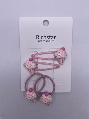China Kids Ice-cream Hair Clips with Iron Bow Hair Clips and Hair Tie For Girls for sale